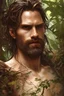 Placeholder: portrait of the god of the forest, 30 years old, rugged, male, gorgeous, detailed face, amazing, hairy torso, muscular, intricate, highly detailed, digital painting, artstation, concept art, sharp focus, illustration, art by greg rutkowski and alphonse mucha