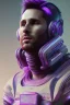 Placeholder: lionel Messi style cyberpunk, purple tones, high lighting