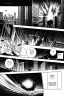 Placeholder: explosion in city, manga page, greyscale