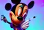 Placeholder: Mickey Mouse getting high with a hallucinating syringe of drugs.