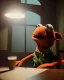 Placeholder: Room scene with muppet character, Wes Anderson styler, realistic photo, concept art, smooth, unreal engine 5, god lights, ray tracing, RTX, lumen lighting, ultra detail, volumetric lighting, 3d.