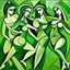 Placeholder: picasso 5 dansende vrouwen kubisme green