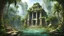 Placeholder: храм змеи в джунглях пальмы скалы лианы двор сад из камней руины водопады фэнтези арт