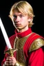 Placeholder: young blond adult royal guard swordsman with rapier