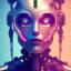 Placeholder: A beautiful portrait of a cyborg rabitt white neon color scheme, high key lighting, volumetric light high details psychedelic background