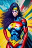 Placeholder: a series of pictures based on DC Comics Superheroes, amazing oil on canvas image of Chyna Laurer