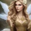 Placeholder: fantasy fairy with wings, smiling, make up, long blond hair