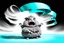 Placeholder: cute dust bunny fizzgig being swept into a magical wind vortex, fluffy gray detailed fur texture, dirty, oversized expressive eyes, open mouth panic afraid expression, dynamic diagonal motion pose, limbs reaching forward, body tilted in perspective, sense of speed and motion, flowing translucent teal and aqua wind ribbons, spiraling air currents forming a curved arc, soft tornado funnel in the top corner, painterly semi-transparent wind, 3d puppet