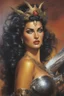 Placeholder: an extremely bodacious and graphic depiction of Cassandra el nakidy de womano, oil painting by Boris Vallejo