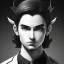 Placeholder: masterpiece - face - anime boy - black long hair - portrait- white iris - white horns on head - sharp eyes - handsome