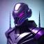 Placeholder: futuristic purple masked villain in galaxy, teal and purple smoke, detailed, realistic, 4k