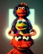 Placeholder: Portrait, waitress woman with monster muppet mask that covers her entire head, retro style, Sesame Street style, smooth, unreal engine 5, god lights, ray tracing, RTX, lumen lighting, ultra detail, volumetric lighting, 3d.