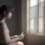 Placeholder: female student studying by the window, anime style, unreal engine 5, cinema4d, sun light, studio lighting --ar 1:1 --v 4