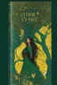 Placeholder: book cover, In the heart of a dense and enigmatic forest with towering ancient trees cloaked in emerald, yellow and amber foliage stands an ethereal beauty, her face is perfect, her lustrous hair cascading in ebony waves down to her slender waist she is slowly turning into a tree herself