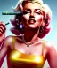 Placeholder: Marilyn Monroe, in full growth, smokes a cigarette, cyberpunk2077, photorealistic, 8k