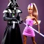 Placeholder: Barbie swordfighting with Darth Vader