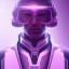 Placeholder: Cute boy face eyeglasses , Sci-fi character, purple backlight, pink and purple, scifi suit, profile, purple background, pink lighting