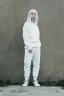 Placeholder: Billie Eilish, kneeling, underpants, white socks, rear view, pale skin, high detail, realistic, 8k, not to be distinguished from a photo