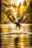 Placeholder: An image capturing a majestic eagle in flight, gripping a large fish in its talons as it soars above a winding river. The sunlight glistens on the water below, and the eagle's powerful wings spread wide against the sky. The scene showcases the eagle's incredible hunting prowess and the dynamic beauty of the natural world.