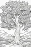 Placeholder: coloring page, apple tree, cartoon style, thick lines, low detail, no shading