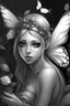 Placeholder: magical fairy, grayscale, no colours pretty
