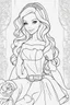 Placeholder: outline art for kids barbie coloring pages with barbie with her 2 friends , no background, sketch style, full body, only use outline, mandala style, clean line art, white background, no shadows and clear and well outlined. should look exactly like barbie