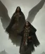 Placeholder: native american shaman, wise man, long black hair, black hooded coat like wings, 8k resolution concept art portrait by Greg Rutkowski