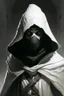 Placeholder: dungeons and dragons man wearing black robes and hood wearing a white mask
