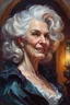 Placeholder: oil painting of a aged female vampire elder with highly detailed hair and facial features ,in the painting style of Daniel F. Gerhartz, with a fine art aesthetic and a highly detailed brushstrokes, realistic rococo style