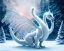 Placeholder: mdjrny-v4 style, a white dragon with fairy-like transparent glowing and sparkly wings standing in snow, full body, silver and teal background, glowing soft and smooth wings, realistic, highly detailed intricately detailed, shiny snowy background, soft studio lighting, trending on artstation, by artist "Julie Bell", by artist "Greg Rutkowski"