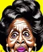 Placeholder: a caricature close-up face portrait of mad maxine waters, extreme cross-eyed, pouting, looking very very sad very very very angry, drawn by mort drucker mad magazine