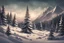 Placeholder: christmass fir forest in the mountain backdrop