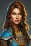 Placeholder: create an iconic female fantasy Pathfinder RPG full body character illustration with highly detailed facial features in the art style of Wayne Reynolds, acrylic on artboard 8k