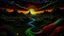 Placeholder: All Black Rainbows || surreal landscape, in the styles of Douglas Smith and Jim Woodring and Patrick Arrasmith, mixed media, cinematic, sharp focus, highest resolution