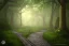 Placeholder: wooded forest cobblestone path lantern