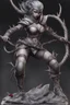 Placeholder: female gray skin, Shadar-Kai wielding a Whip made out of black thorns, clothes with a dark rose theme