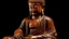 Placeholder: Buddha made of lacquered polished walnut burl and Mahogany, dynamic contrast, depth mapped