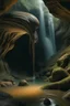 Placeholder: A cave with covered with waterfalls