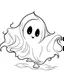 Placeholder: outline art for halloween coloring pages for kids with cartoon cute ghost , white background, Sketch style, full body, only use outline, clean line art, white background, no shadows and clear and well outlined, coloring page for kids,