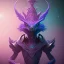 Placeholder: purple mythical creature in galaxy, teal and purple smoke, detailed, realistic, 4k