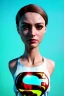 Placeholder: Waist up portrait, woman, make-up, happy, watch dildo, Realistic image, 60s, supergirl, tights minimal dress, sweat, Color background, photo studio, concept art, smooth, unreal engine 5, god lights, ray tracing, RTX, lumen lighting, ultra detail, volumetric lighting, 3d, finely drawn, high definition, 4k.