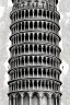 Placeholder: coloring book page of leaning tower of pisa, monochrome