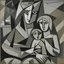 Placeholder: piccasso cubism gray woman and child