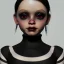 Placeholder: Jenna ortega black dress,soft goth libstick, wednesday addams make up, dramatic lighting, highly detailed, volumetric lighting, unreal engine, 8k