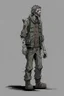 Placeholder: zombie, full body, profile ,comic book, post-apocalypse, gray background,