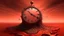 Placeholder: Ilustración surrealista de un reloj derretido enterrado en carne pétrea en medio de un desierto de cenizas con cielo rojo apagado