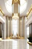 Placeholder: grand luxurious tower entrance lobby with white and gold modern interior theme