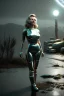 Placeholder: Ultra Realistic retro sci-fi scene, portrait, blonde woman, sweet young Marilyn Monroe face, perfect iris. Strange planet background, Retro sci-fi style helmet, tight latex coat, fog, rain, soft color, highly detailed, unreal engine 5, ray tracing, RTX, lumen lighting, ultra detail, volumetric lighting, 3d, finely drawn, high definition, high resolution.