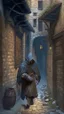 Placeholder: thief in a medieval alley