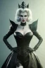 Placeholder: Lana Turner as evil queen in black leather, leather, busty, cleavage, angry, stern look. character design by cory loftis, fenghua zhong, ryohei hase, ismail inceoglu and ruan jia. unreal engine 5, artistic lighting, highly detailed, photorealistic, fantasy